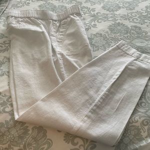 White linen/viscose blend summer pant